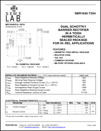 SBR1645-T254 datasheet: 45V, 16A Dual Schottky Rectifier diode SBR1645-T254