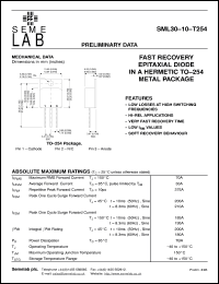 SML30-10A-T254 datasheet: 1000V, 30A High Speed Rectifier diode SML30-10A-T254