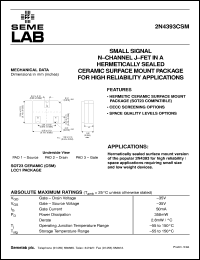 2N4393CSM datasheet: 40V Vdss N-Channel FET (field effect transistor) 2N4393CSM