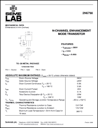 2N6798 datasheet: 200V Vdss N-Channel FET (field effect transistor) 2N6798