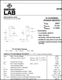 IRFM250D datasheet: 200V Vdss N-Channel FET (field effect transistor) IRFM250D