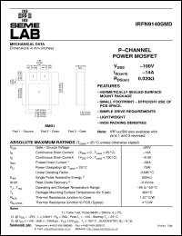 IRFN9140SMD datasheet: 100V Vdss P-Channel FET (field effect transistor) IRFN9140SMD