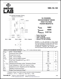 SML10L100 datasheet: 100V Vdss N-Channel FET (field effect transistor) SML10L100