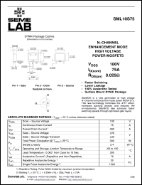 SML10S75 datasheet: 100V Vdss N-Channel FET (field effect transistor) SML10S75