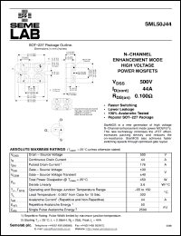 SML50J44F datasheet: 500V Vdss N-Channel+Fred FET (field effect transistor) SML50J44F