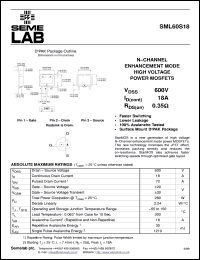 SML60S18 datasheet: 600V Vdss N-Channel FET (field effect transistor) SML60S18