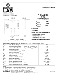 SML9030-T254 datasheet: 900V Vdss N-Channel FET (field effect transistor) SML9030-T254