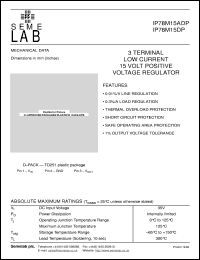 IP78M15DP datasheet: 0.5A, 15V Positive Voltage Regulator IP78M15DP