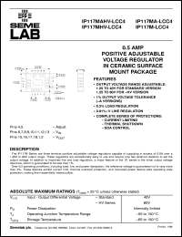 IP117LCC4 datasheet: 1.5A Adjustable Positive Voltage Regulator IP117LCC4
