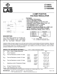 LT1085SMD datasheet: Adjustable Positive Voltage Regulator - Low Drop Out LT1085SMD