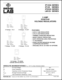 IP123AG-05-883B datasheet: 3.0A, 5V Positive Voltage Regulator IP123AG-05-883B