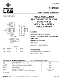 D1093UK datasheet: 28V, 10W, 1MHZ-1GHz single-edded RF D1093UK