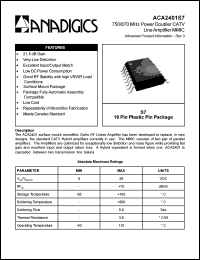 ACA2401S7 datasheet: 750/870 MHz power doubler CATV line amplifier MMIC ACA2401S7