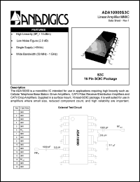 ADA10000S3C datasheet: VHF/UHF CATV/TV tuner downconverter ADA10000S3C