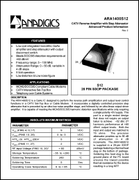 ARA1400S12 datasheet: CATV reverse amplifier with step attenuator ARA1400S12