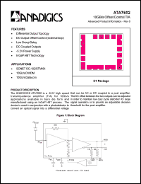 ATA7602D1 datasheet: 10 Gb/s offset control TIA ATA7602D1