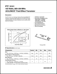PTF10161 datasheet: 165 watts, 869-894 MHz GOLDMOS field effect transistor PTF10161