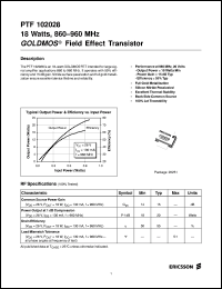 PTF102028 datasheet: 18 watts, 860-960 MHz GOLDMOS field effect transistor PTF102028