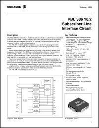 PBL38610 datasheet: Subscriber line interface circuit PBL38610
