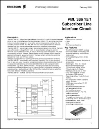 PBL38615/1SHT datasheet: Subscriber line interface circuit PBL38615/1SHT
