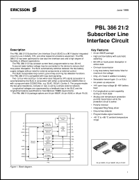 PBL38621/2QNT datasheet: Subscriber line interface circuit PBL38621/2QNT