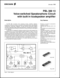 PBL38813/1N datasheet: Voice-switched speakerphone circuit with built in loudspeaker amplifier PBL38813/1N