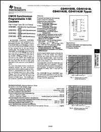CD40161BPWR datasheet:  CMOS SYNCHRONOUS PROGRAMMABLE 4-BIT BINARY COUNTER WITH ASYNCHRONOUS CLEAR CD40161BPWR