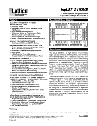 ISPLSI2192VE-135LT128 datasheet: 135 MHz 3.3V in-system prommable superFAST high density PLD ISPLSI2192VE-135LT128