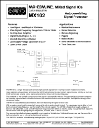MX102DW datasheet: Autocorrelating signal processor MX102DW