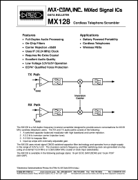 MX128DW datasheet: Cordless telephone scrambler MX128DW