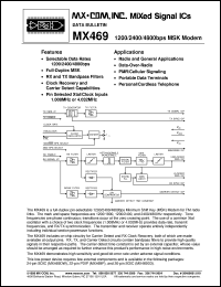 MX469P datasheet: 1200/2400bps MSK modem MX469P