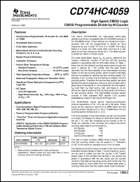 CD54HC4059F3A datasheet:  HIGH SPEED CMOS LOGIC CMOS PROGRAMMABLE DIVIDE-BY-N COUNTER CD54HC4059F3A