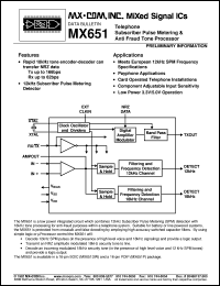 MX651DW datasheet: Telephone subscriber pulse metering & anti fraud tone processor MX651DW