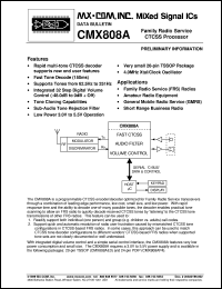 CMX808AE2 datasheet: Family radio service CTCSS processor CMX808AE2