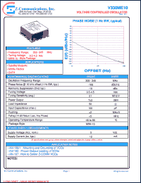 V330ME10 datasheet: 305-345 MHz VCO (Voltage Controlled Oscillator) V330ME10