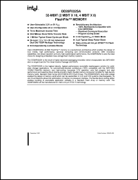 DD28F032SA-100 datasheet: 32-Mbit(2 Mbit x 16, 4 Mbit x 8) flashfile memory. Access speed 100 ns, Vcc = 5.0 V, 100 pF DD28F032SA-100