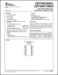 CD74HC4024E datasheet:  HIGH SPEED CMOS LOGIC 7-STAGE BINARY RIPPLE COUNTER CD74HC4024E