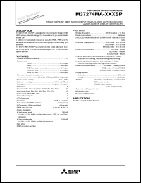 M37274MA-XXXSP datasheet: Single-chip 8-bit CMOS microcfomputer with closed caption decoder and on-screen display controller. ROM 40K bytes, RAM 768K bytes M37274MA-XXXSP