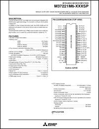 M37221M6-XXXSP datasheet: Single-chip 8-bit CMOS microcfomputer for voltage synthesizer with on-screen display controller. ROM 24K bytes, RAM 384K bytes M37221M6-XXXSP