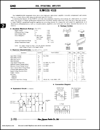 NJM4558D datasheet: Dual operational amplifier NJM4558D