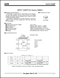 NJG1508F datasheet: SPDT switch  GaAs MMIC NJG1508F