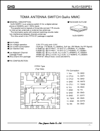 NJG1520PE1 datasheet: TDMA antenna switch  GaAs MMIC NJG1520PE1