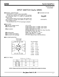 NJG1524PC1 datasheet: SPDT switch  GaAs MMIC NJG1524PC1