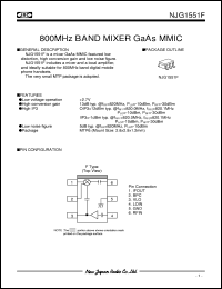 NJG1551F datasheet: 800MHz band mixer  GaAs MMIC NJG1551F
