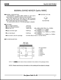 NJG1557KB2 datasheet: 800MHz band mixer  GaAs MMIC NJG1557KB2