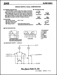 NJM12903M datasheet: Single suppry quad comparator NJM12903M