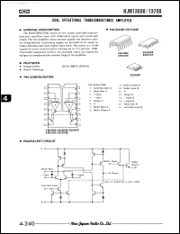 NJM13600M datasheet: Dual operational transconductance amplifier NJM13600M