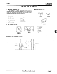 NJM2043M datasheet: Low-noise dual PRE-amplifier NJM2043M