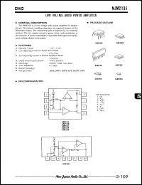 NJM2135D datasheet: Low voltage audio power amplifier NJM2135D