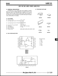 NJM2135M datasheet: Low voltage audio power amplifier NJM2135M